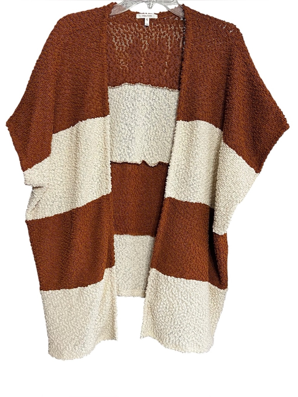MAURICES Women’s Over Sized Cardigan Sweater No Sleeves Sz Sm/Medium Brown/Beige